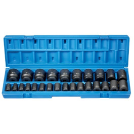 Grey Pneumatic 1726M Set 1/2" Drive, 26-Piece Metric Socket, 12-Point, Standard Length