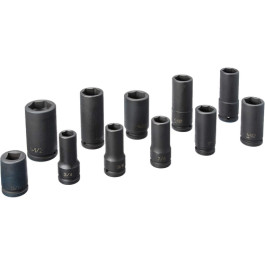 Grey Pneumatic 8032 3/4" Drive Truck Wheel Service Impact Socket Set, 6 Point, 11 Pieces