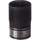 Grey Pneumatic 81015M 3/8" Drive x 15mm Standard Length Duo-Socket, 6 Point