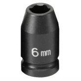 Grey Pneumatic 906MS Standard Impact Socket, 6 mm, 1/4" Drive, Surface Drive