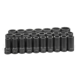 Grey Pneumatic 8126MD 26-Piece Deep Metric Master Impact Socket Set, 12-Point, 3/4" Drive