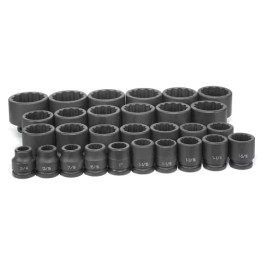 Grey Pneumatic 8129 29-Piece Fractional Master Impact Socket Set, 12-Point, 3/4" Drive