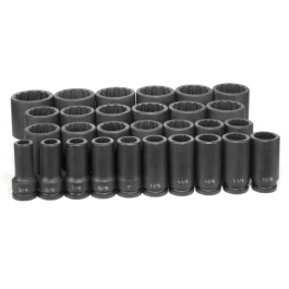 Grey Pneumatic 8129D Deep Fractional Impact Socket Master Set, 29-Piece, 3/4" Drive, 12-Point