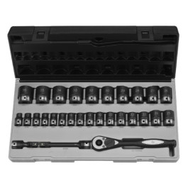 Grey Pneumatic 82629M, 29-Piece Metric Duo-Socket Set, 6-Point, 1/2" Drive, Chrome-Moly Steel