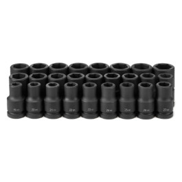 Grey Pneumatic 9026MD Deep Metric Impact Socket Set, 1" Drive, 6-Point, 26-Piece