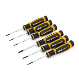 GearWrench 80055H Mini Dual Material Screwdriver Set, Phillips and Slotted Tips, 6 Piece