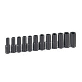 Grey Pneumatic 1512MDG 1/2" Drive Deep Length Magnetic Impact Socket Set, 6 Point, 12 Pieces