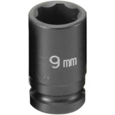 Grey Pneumatic 909MS 1/4" Drive x 9mm Standard Surface Impact Socket, 6s-Point