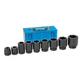 Grey Pneumatic 9161D 1" Drive Standard and Deep Length Impact Socket Set, 6 Point, 9 Pieces