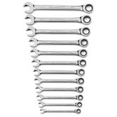 GearWrench 85597 Open End Ratcheting Metric Wrench Set, 72 Tooth 12 Point, 8 to 19 mm, 12 Pieces