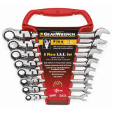 GearWrench 9701 12 Point SAE Flex Combination Ratcheting Wrench Set, 8 Pieces