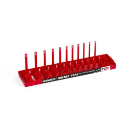 Hansen Global 1401 Socket Tray, 1/4 Inch Drive SAE, 26 Slot, Red Two Row