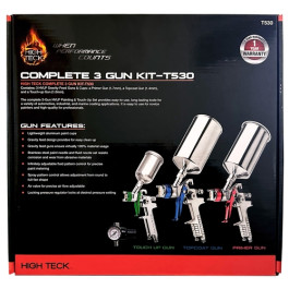 High Teck T530 Performance Series Complete 3-Gun HVLP Paint and Touch Up Se