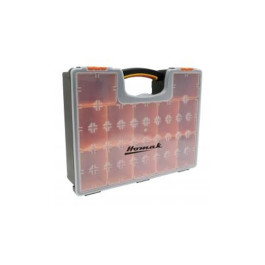 Homak HA01112425 Plastic Organizer with 12 Removable Bins, Clear Lid, Easy Grip Handle, 16.5 x 13 x 4.25 inch