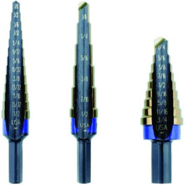 IRWIN Hanson 10502CB Step Drill Bit Set, 3-Piece, High-Speed Steel, 1/4" Hex Shank