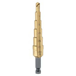 IRWIN 15102ZR Unibit #2T Step Drill Bit, 3/16" to 1/2" in 1/16" Increments, Titanium Nitride Coated