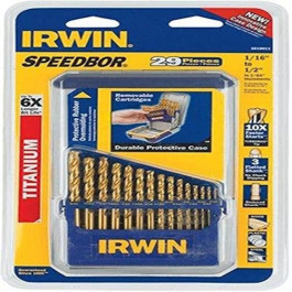 IRWIN 3018011 Drill Bit Set, 29-Piece, 1/16" to 1/2" by 64ths