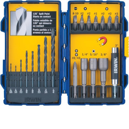 IRWIN 357020 Drill and Driver Bit Set, 20-Piece, High-Speed Steel, Black Oxide Finish