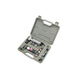 Ingersoll Rand 301BK Air Angle Die Grinder Stone Kit, 21000 rpm, 0.25 hp, 1/4 inch and 6 mm collets, Front exhaust, With 10 mounted grinding tips and blow-molded case