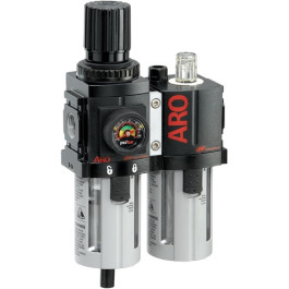Ingersoll Rand C38231-600 Filter Regulator Lubricator Combination, 3/8" NPT, 71 SCFM, Manual Drain, ARO-Flo Series