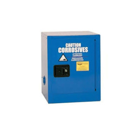 Justrite CRA1904X Corrosive Safety Cabinet, 4 Gallon Bench Top, Manual Close, Blue, 1 Door 1 Shelf