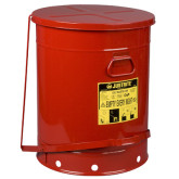 Justrite 09700 Foot Operated Hands Free Self Closing Cover Oily Waste Can, Red, 18-3/8 in OD x 23.438 in H