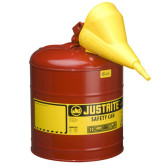 Justrite 7150110 Safety Can, 5 Gallon, Red, Type 1 with Funnel