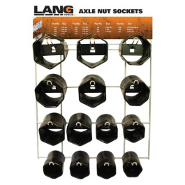 Lang Tools 1290 14-Piece Axle Nut Display, Steel, Chromed Sockets with Wire Rack