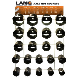 Lang 1291 Axle Nut Display, Steel, 22 Piece Rack & Sockets, 2-3/32" - 4-1/8"