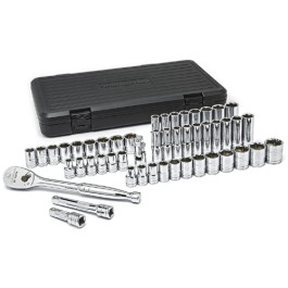 GearWrench 80700D 1/2-Inch Drive 6-Point Mechanics Socket & Ratchet Kit, 49-Piece