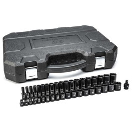 Gearwrench 84947N Impact Socket Set, 1/2" Drive, 6 Point, SAE, Standard and Deep, 39 Piece, Black