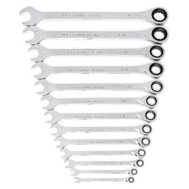 Gearwrench 85199 XL Ratcheting Combination Wrench Set, SAE, 72 Tooth 12 Point, Extra Long, 13 Piece