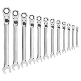 Gearwrench 85698 XL Locking Flex Head Ratcheting Combination Wrench Set, Metric, 72 Tooth, 12 Point, 12 Piece