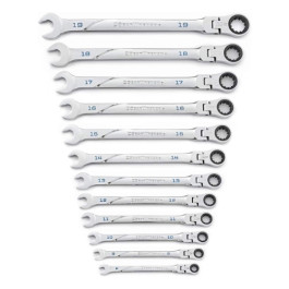 Gearwrench 86229 120XP Universal Spline XL Flex Head Ratcheting Combination Wrench Set, Metric, 120 Positions, 3 Degree Swing Arc, 12 Piece