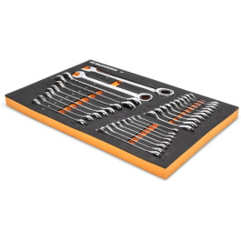 Gearwrench 86527 Metric Standard and Stubby Ratcheting Combination Wrench Set, Foam Storage Tray, 28 Piece, 72 Tooth 12 Point
