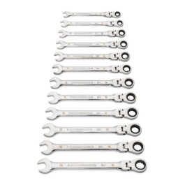 Gearwrench 86727 Flex Head Ratcheting Combination Wrench Set, Metric, 90 Tooth, 12 Point, 12 Piece