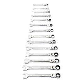 Gearwrench 86759 Flex Head Ratcheting Combination Wrench Set, SAE, 90 Tooth, 12 Point, 14 Piece