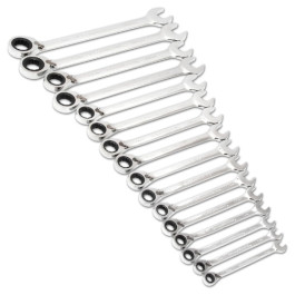 Gearwrench 9602N Reversible Ratcheting Combination Wrench Set, Metric, 16 Piece, 72 Tooth, 12 Point