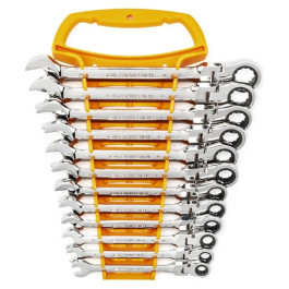 Gearwrench 9901D Flex Head Ratcheting Combination Wrench Set, Metric, 12 Piece, 72 Tooth, 12 Point