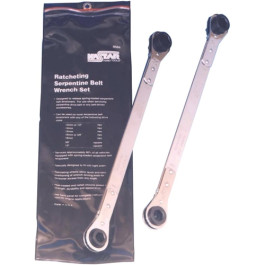 Lang 8584 Serpentine Belt Wrench Set, Ratcheting, 2-Piece, for Confined Engine Spaces