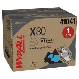Kimberly-Clark 41041 WypAll PowerClean X80 Heavy Duty Cloths Brag Box, Blue