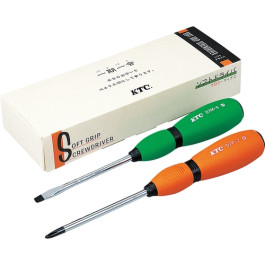 NEPROS TD702 Soft Grip Screwdriver Gift Set, Phillips No. 2 and 6 mm Slotte
