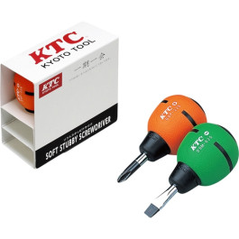NEPROS TD902 Soft Grip Stubby Screwdriver Gift Set, Phillips No. 2 and 6 mm