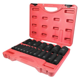 K-Tool International 33202 Deep SAE Impact Socket Set, 1/2" Drive, 6 Point, 3/8" to 1-1/2", 19 Piece