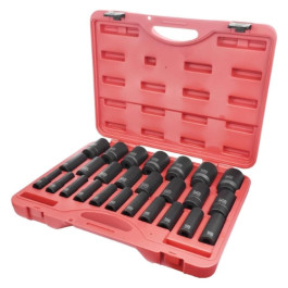 K-Tool International 38202 Deep Metric Impact Socket Set, 1/2" Drive, 6 Point, Chrome Moly Steel, 10 mm to 36 mm, 26 Piece