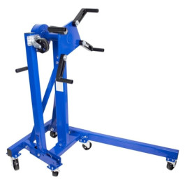 K-Tool International 62110A Geared Folding Engine Stand, 1/2 Ton, 1:63 Ratio, 6 Wheels, Blue