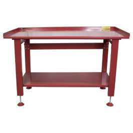 K-Tool International 75111 Heavy Duty Work Table, 60 Inches by 34 Inches, 1200 lb Capacity, 31 Inch Height, Raised Edges, Bottom Shelf, Leveling Feet, Powder Coated Steel
