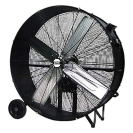 K-Tool International 77742 Belt Drive Drum Fan, 42 Inch, Two Speed, 14,800 CFM High and 11,250 CFM Low, 120 Volt, 8 Inch Wheels, cUL Listed, Black