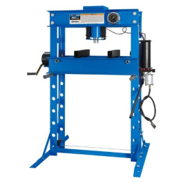 K-Tool International HD63650 50 Ton Air Hydraulic Shop Press, 7.5 Inch Ram Stroke, 6.6 to 34.2 Inch Working Range, Double Speed Pump, Self-Locking Hand Winch, Anti-Shock Pressure Gauge