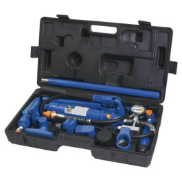 K-Tool International XD63703 Portable Hydraulic Body Repair Ram Kit, 4 Ton Capacity, 7,250 psi Hand Pump, Force Gauge, Snap Fit Attachments, Molded Case